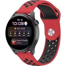 Zenvia Znv Watch 20MM Spor Delikli Kordon - Kırmızı-Siyah ZNV2029
