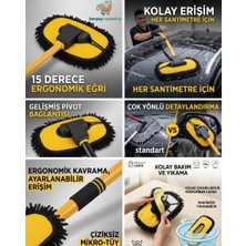 Mrt Bilişim Teleskopik Saplı Mikrofiber Araç Yıkama Fırçası 180 Derece Eğilen Başlık Başlıklı Çizmez Oto Yıkama Mop Yumuşak Çizmez Araç Havlusu Yıkama Mop