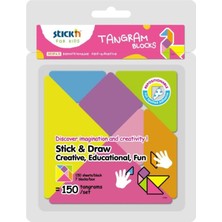 Mikasso Stickn Tangram Blok Yapışkanlı Not Kağıdı 7 Renkli 150 Yaprak 29025 Yapışkanlı Not Kağıdı