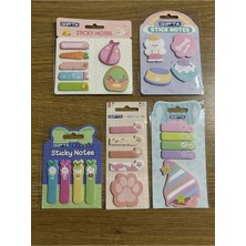 Mikasso Baskılı  Desenli Yapışkanlı Notlar Karışık Ölçü  5 Takım ( Postit ) Set 9 Yapışkanlı Not Kağıdı