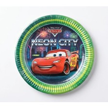 Disney Cars Arabalar Şimşek Mcqueen Neon City Karton Tabak (8 Adet)