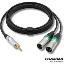 AUDIOX Platinum Series 3.5 mm Stereo Jak 2x Xlr Erkek Ses Kablosu Telefon Pc Kamera Mikser Bağlantı Kablosu