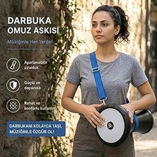Nacario Profesyonel Darbuka Omuz Askısı, Ayarlanabilir, Kalınlaştırılmış, Sahne Tipi, Mavi, Konforlu Kullan