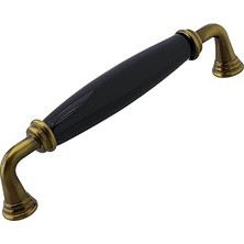 Nacario Kapıdağı Porselen Antik Sarı Siyah Kulp 128 mm Mobilya Çekmece Mutfak Dolabı Dolap Kapak Kulb Kulpu