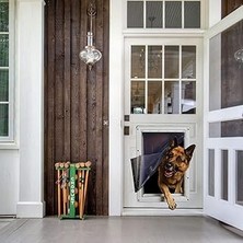 Nacario Ideal Pet Products Designer Series Ruff-Weather Teleskopik Çerçeveli Evcil Hayvan Kapısı, Süper Büy