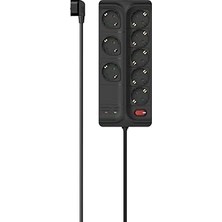 Nacario 8'li Akım Korumalı Priz,1.5m,siyah