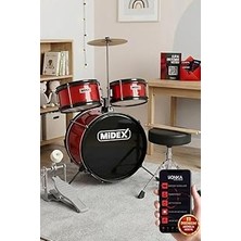 Nacario CD300X-RD Akustik Çocuk Baterisi Davulu Seti 5-14 Yaş Için Full Set