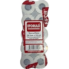 Nacario Yazar Kasa Pos Rulosu 56 mm x 16 mt Termal Rulo 10'lu Paket