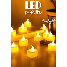 Nacario 12 Adet LED Mum Tealight Mini Dumansız Pilli Alevli Dekoratif Yapay Mum Işıldak Beyaz 1036-2