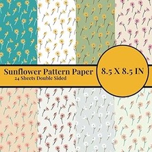 Nacario Independently Published Sunflower Pattern Paper: 24 Sheets Double Sided, 8.5 x 8.5 In