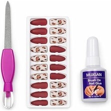 Nacario Profesyonel Takma Tırnak Kit Yapıştırıcılı Press On Nail Set Kolay Tak Çıkar Dayanıklı Manikür Akse