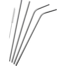 Nacario Coverzone 4'lü Paslanmaz Çelik Pipet Temizleme Fırçası, Meşrubat Pipeti, Yüksek Kalite, Çevre Do