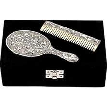 Nacario KR2550045 Papatya Motifli Ayna Tarak Gümüş Set