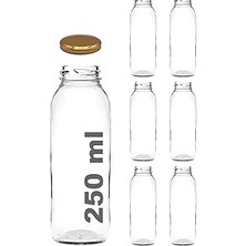 Nacario Afracam 250 ml Metal Kapaklı Meyve Suyu, Meşrubat, Limonata Şişesi 250 cc Cam Şişe 6 Adet (Altın/go