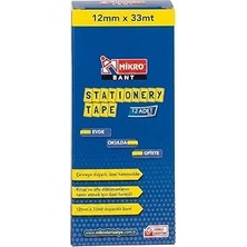 Nacario Mikro Tm 12 mm x 33 M Şeffaf Bant, Güçlü Yapışkanlı Selobant, Ofis Okul Kullanımı, 12'li Paket