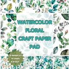 Nacario Watercolor Floral Paper Pad/ Book: For Arts And Craft, Diy, Scrapbooking And More, 12 Designs