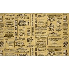 Nacario Bon Appetit Desenli Sunum Kağıdı, Gazete Stili, Kraft Görünümlü, 25X35 Cm, Tek Kullanımlık,