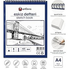 Nacario Gürpaş A4 Spiralli Eskiz Defteri, 40 Yaprak, Kurşun Kalem Karakalem Için, Öğrenci, Tasarımcı