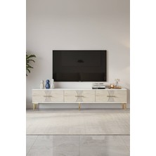 Yumedi Design TSA1832BT - Merve Tv Stand , Tv Sehpası 180CM Beyaz-Traverten