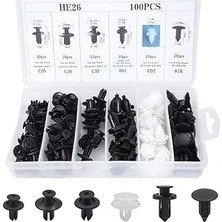 Nacario Busstier Oto Fastener Klips Seti 100 Adet 6 Boyut Tampon Kapı Döşeme Pervaz Tutucu Plastik Klips Çe