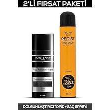Nacario Fontenay Saç Dolgunlaştırıcı Keratin Fibers Siyah Topik Saç Tozu 50GR + Saç Spreyi 400ML 2'li Set