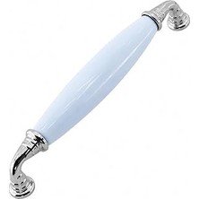 Nacario Helen Porselen Krom Kulp 128 mm 12.8 cm Mobilya Çekmece Dolabı Dolap Kapak Kulplar Kulb Kulpu
