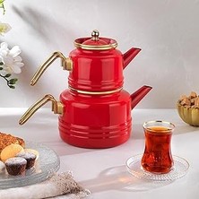 Nacario Schafer Emily Emaye Çaydanlık Takımı 3 Parça-Kırmızı