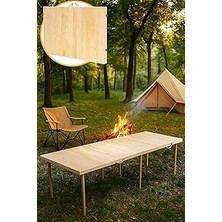Nacario Pratikoutdoor Katlanır Kamp, Piknik Bahçe Masası 75X200 cm - Ham Naturel Renk