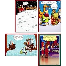 Nacario Hallmark Shoebox Eğlenceli Noel Kartı Çeşitleri, Çizgi Film (4 Tasarım, Zarflı 24 Noel Kartı)