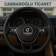 Nacario Sportif Dikmeli Düz Deri Direksiyon Kılıfı Siyah Dikişli + Iğne + Ip