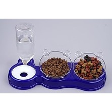 Nacario Çift Hazneli- 3' Lü Beslenme Mama Su Kabı Lacivert 500ML 36 * 21 * 16 cm