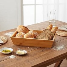Nacario Deconox Bambu Ekmek Sepeti Sunumluk (33X15X7 Cm) | Doğal Ahşap Meyve, Sebze Servis Sep