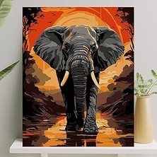 Nacario Palmiye Hobi Sanat Sayılarla Boyama Tuval Seti Fırça Boya Dahil (Çıtalı) 40X50 cm - Fil