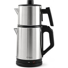Nacario Mobee Crwn 1500W Paslanmaz Çelik Otomatik Çay Makinesi 1.8l + 0.8l Çelik Demlikli Kablosuz Çaycı
