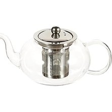 Nacario Epinox Cam Bitki Çayı Demliği 600 ml - Çelik Süzgeçli Demlik