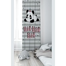 Nacario Pelangi Gri Panda Desenli Dijital Baskı Yıkanabilir Bebek Çocuk Odası Fon Perdesi, Gri 70 x 200, 11