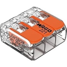 Nacario Wago 221-413 Lever-Nuts® - 3 Iletkenli Kompakt Ekleme Konnektörleri (50'li Paket)