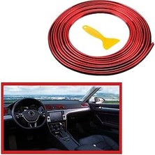 Nacario Kırmızı Araba Oto Trim Dekorasyon Şeridi Kauçuk Elastik Kolay Kurulum 5 Metre Şerit Bant