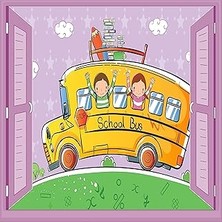 Nacario Çocuk Odası Bebek Odası Pencere Poster Duvar Kağıdı Otobüs