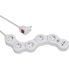 Nacario Brennenstuhl Vario Power Çoklu Priz, USB Şarj Fonksiyonlu, Hareketli Çoklu Priz, 5 Kat (1,4 M Kablo