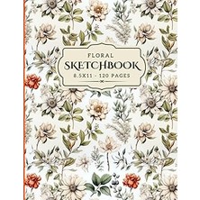 Nacario Floral Sketchbook: 120 Pages Unlined Drawing Notebook, 8.5X11 Large Sketch Book For Doodling Or Ske