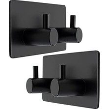 Nacario Havlu/bornoz Askısı Mat Siyah Askılık / 2 Adet Ikili Askılık/banyo Mutfak Havlu Askısı