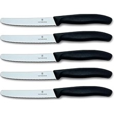 Nacario Victorinox Domates Bıçağı, Ekmek Bıçağı, Sofra Bıçağı Seti, 5 Parça, Swiss (Siyah)