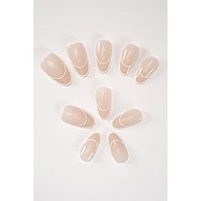 Nacario Pop Beauty Takma Tırnak Seti & Zararsız Yapıştırıcı Çift Beyaz French