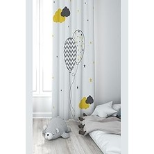 Nacario Pelangi Beyaz Balon Desenli Dijital Baskı Yıkanabilir Bebek Çocuk Odası Fon Perdesi, Beyaz 70 x 270