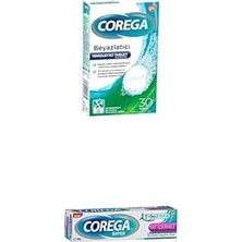 Nacario Corega Antibakteriyel Protez Beyazlatıcı Tablet 30'lu + Tat Içermez Protez Yapıştırıcı Krem 40GR