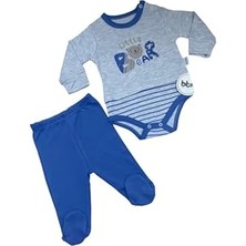 Nacario Mebs Clothing Bon & Bon Our Erkek Bebek Indigo Body Takımı, Ayı Baskılı, Çıtçıtlı