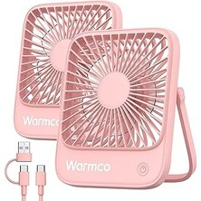 Nacario Warmco D1 Masaüstü Vantilatör USB Type-C Bağlantılı Taşınabilir Ince Soğutucu Fan Pembe