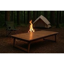 Nacario Pratikoutdoor Katlanır Sabit Ayaklı Kamp, Piknik Bahçe Masası 70X120 cm - Ceviz Renk