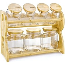 Nacario Bambum Bench Standlı 8 Parça Cam Baharat Takımı
